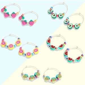 Colorful Fruit-Themed Hoop Earrings Set
